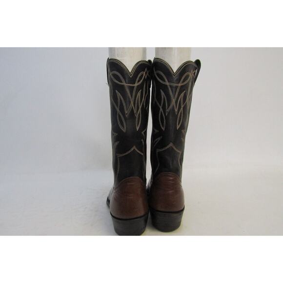 USA Olathe Mens Size 9.5 B Narrow Width Black Brown Leather Cowboy Western Boots main image 6